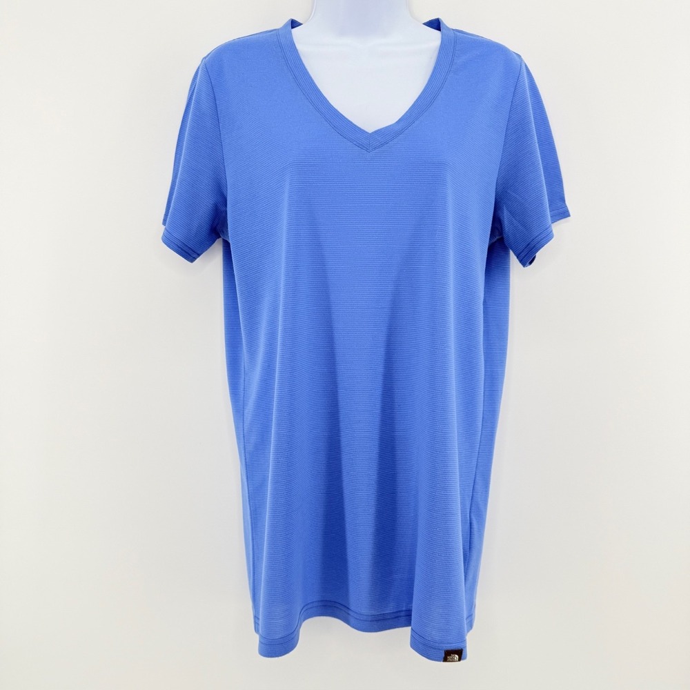 The North Face Women's Medium Blue V-Neck Short Sleeve Performance Top
